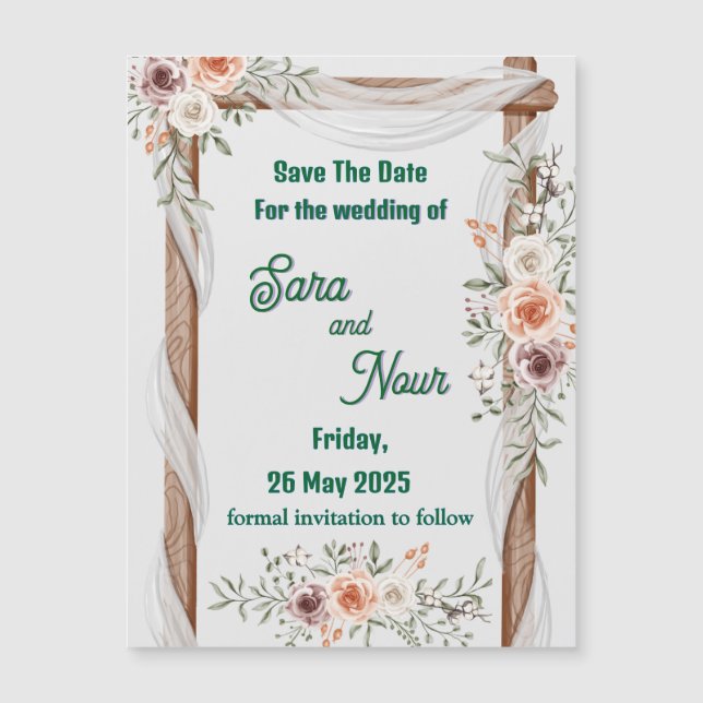 Tarjeta magnética de invitación simple de boda (Anverso)