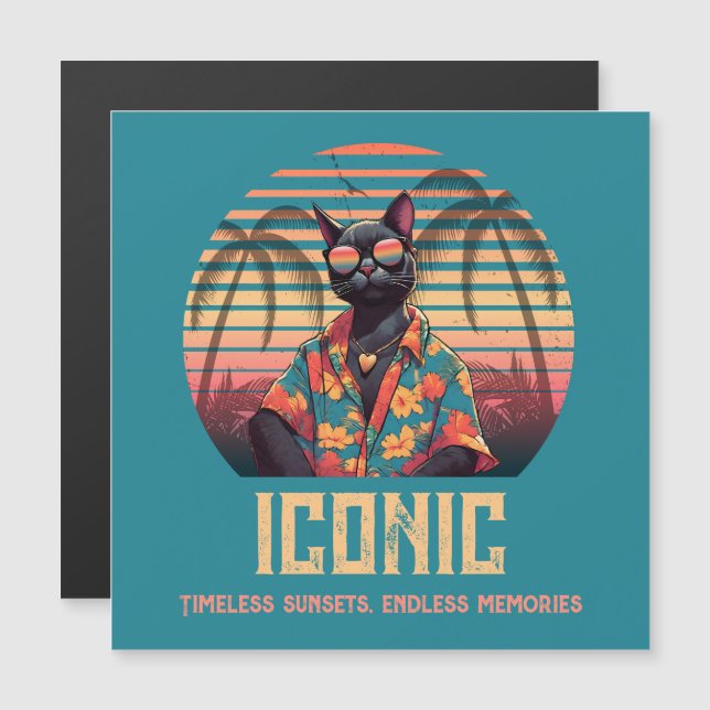 Tarjeta magnética de la actitud del gato tropical  (Anverso/Reverso)