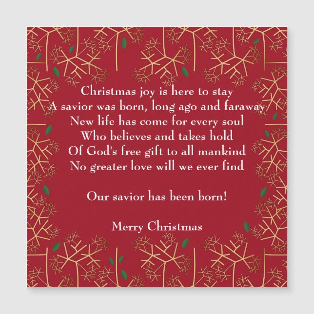 Tarjeta magnética de la alegría de los Navidades (Anverso)