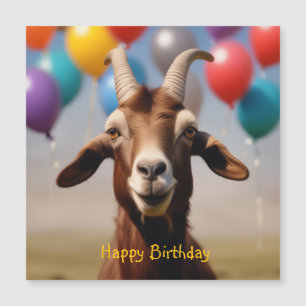 Tarjeta magnética de la cabra de cumpleaños feliz