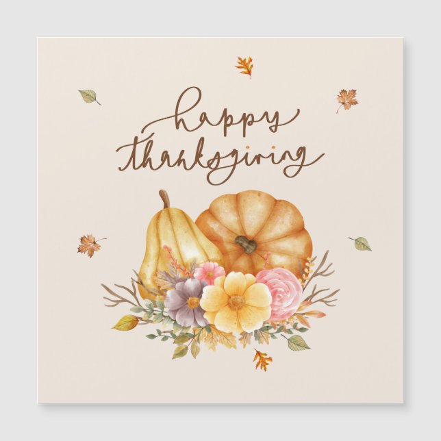 Tarjeta magnética de la calabaza floral rústica de (Anverso)