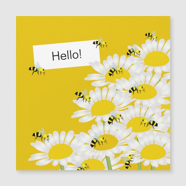 Tarjeta magnética de la flor - fondo amarillo (Anverso)