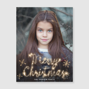Tarjeta magnética de la foto de la esparkle de oro