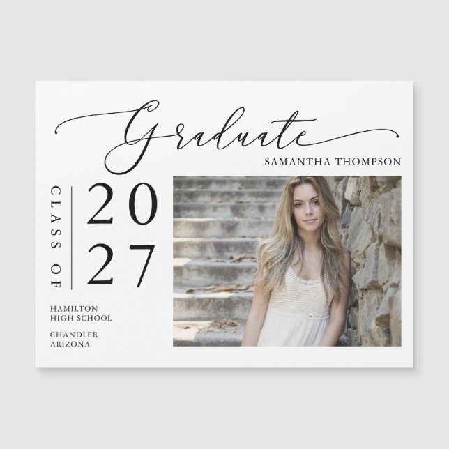 Tarjeta magnética de la foto de un graduado de la  (Anverso)