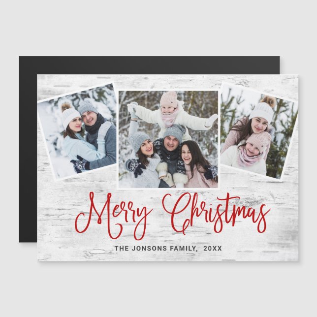 Tarjeta magnética de la foto Rústica Birch Bark 3  (Anverso/Reverso)