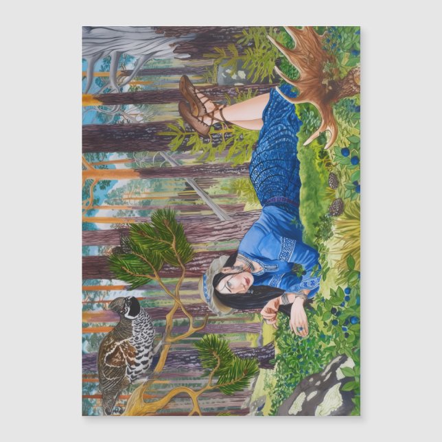 Tarjeta magnética de la mujer del arándano azul (Anverso)