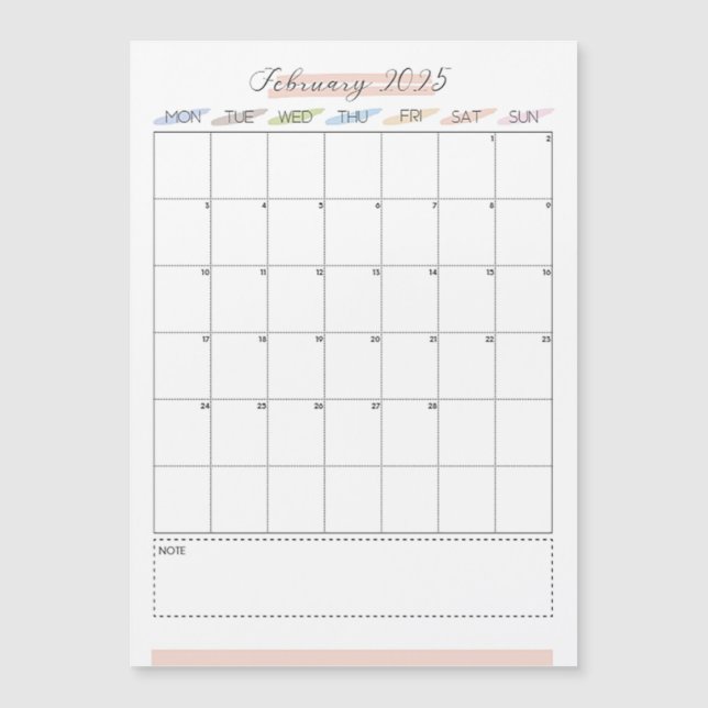 Tarjeta magnética de mes individual de febrero de  (Anverso)