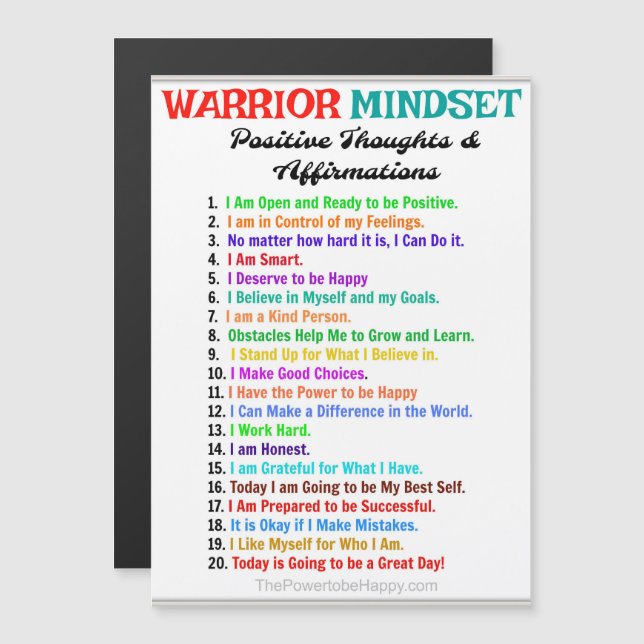 TARJETA MAGNÉTICA DE MINDSET WARRIOR (Anverso/Reverso)