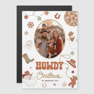 Tarjeta magnética de Navidad con foto retro del oe