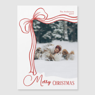 Tarjeta magnética de Navidad con lazo dibujado a m