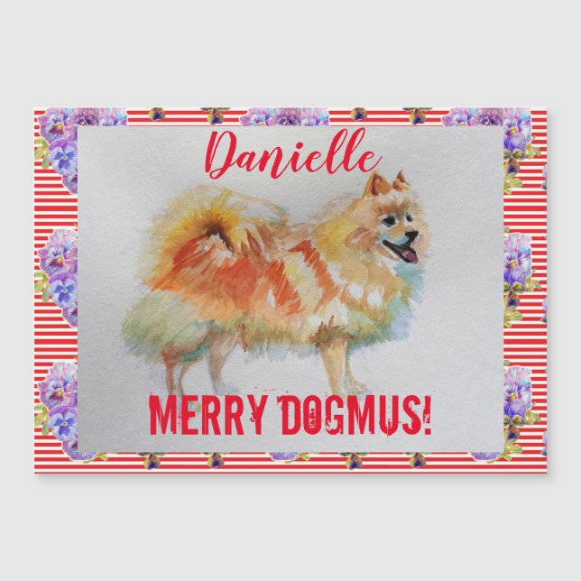 Tarjeta magnética de navidad de merry de perro de  (Anverso)