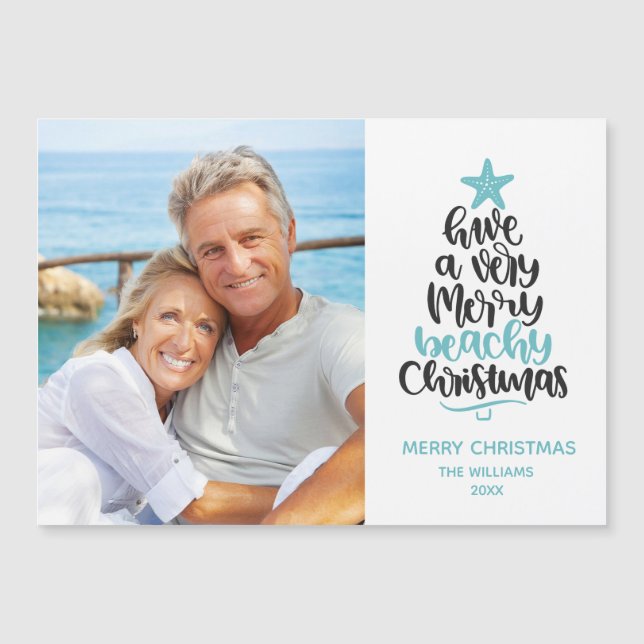 Tarjeta magnética de Navidad de playa (Anverso)