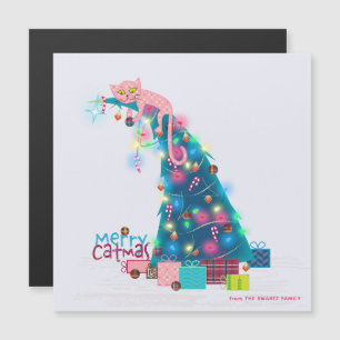 Tarjeta magnética de Navidad del árbol de Catmas