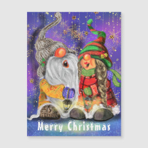 Tarjeta magnética de navidades con gnomos cantando