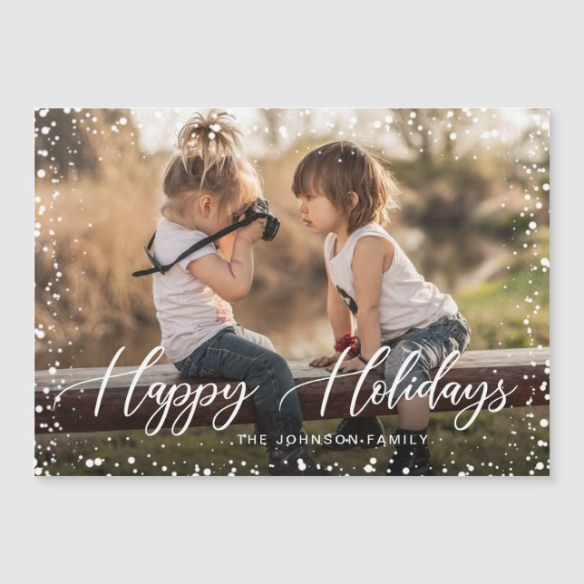 Tarjeta magnética de Navidades de fotos de vacacio (Anverso)