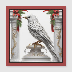 Tarjeta magnética de pájaro para Navidades con mar