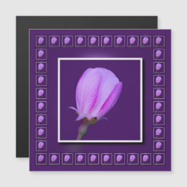 Tarjeta magnética de primavera rosada y morada