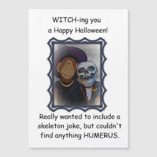 Tarjeta magnética de saludo de Halloween para mono