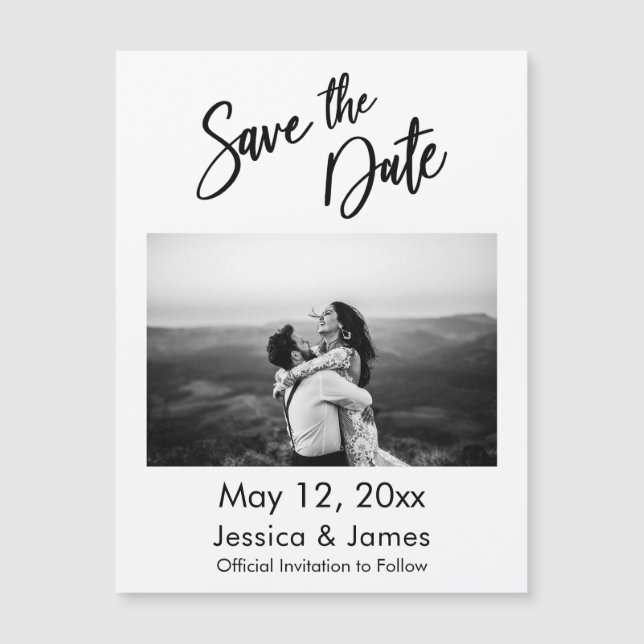 Tarjeta Magnética de Save the Date con Tipografía  (Anverso)