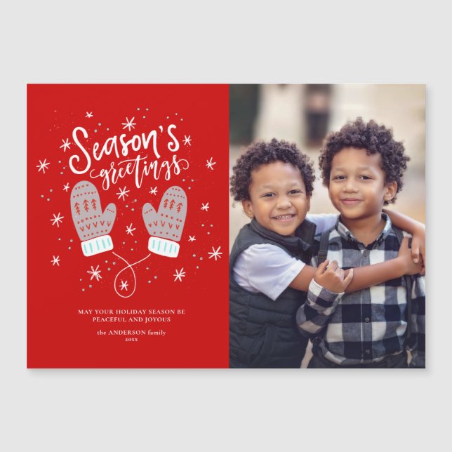 Tarjeta magnética de vacaciones Hygge Mittens Navi (Anverso)