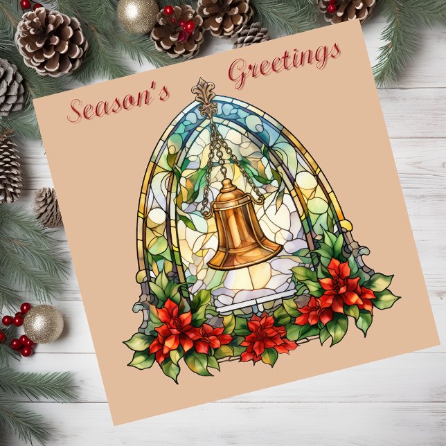Tarjeta magnética de vidrio manchado (Stained glass Christmas bell card.)