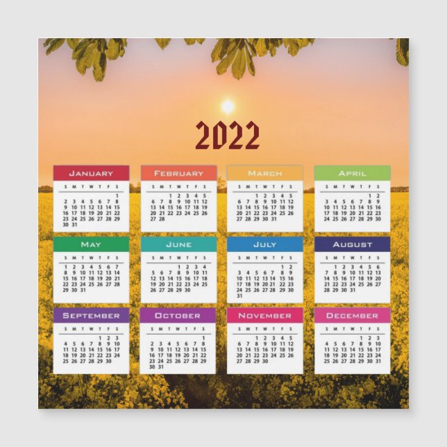 Tarjeta magnética del calendario 2022 (Anverso)