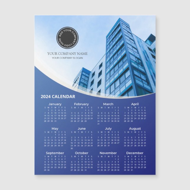 Tarjeta magnética del calendario 2024 con foto y l (Anverso)