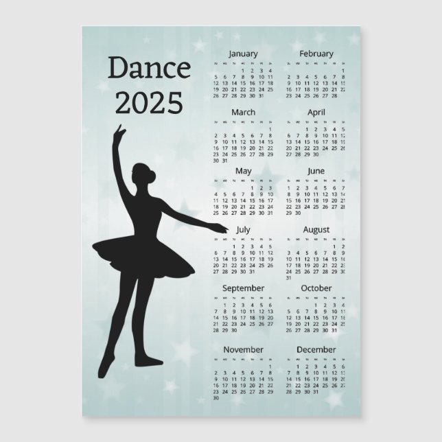 Tarjeta magnética del calendario Dance 2025 (Anverso)