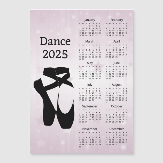 Tarjeta magnética del calendario Dance 2025 (Anverso)