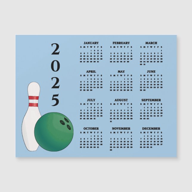 Tarjeta magnética del calendario de boliche Pin 20 (Anverso)