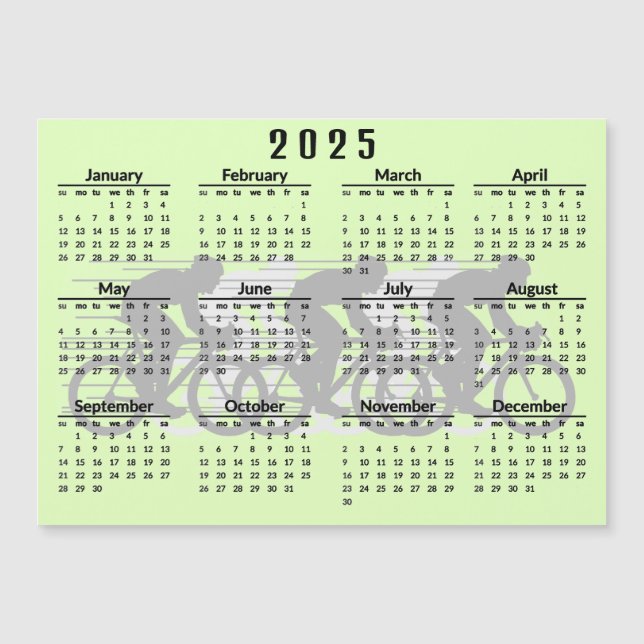Tarjeta magnética del calendario de diseño de cicl (Anverso)
