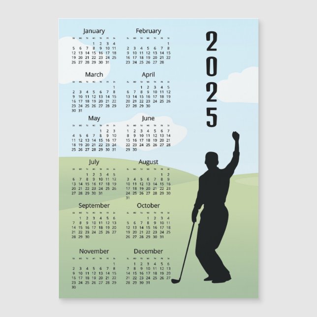 Tarjeta magnética del calendario de diseño de golf (Anverso)
