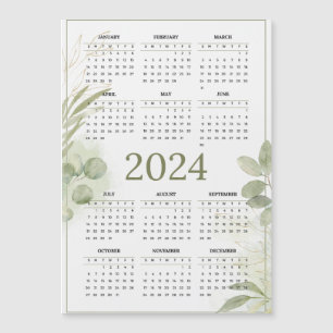 Tarjeta magnética del calendario de la hoja verde