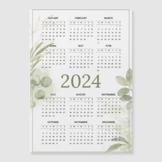 Tarjeta magnética del calendario de la hoja verde