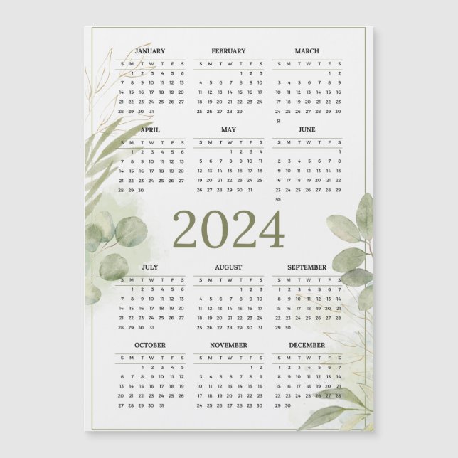 Tarjeta magnética del calendario de la hoja verde (Anverso)