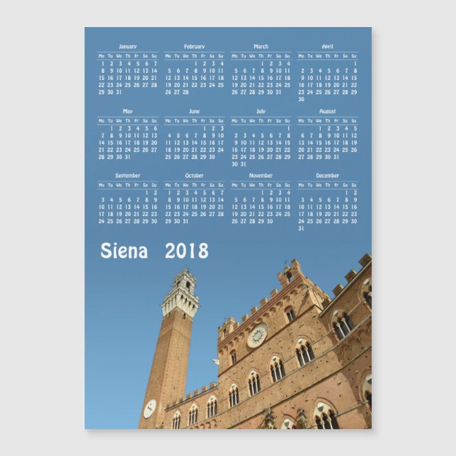 Tarjeta magnética del calendario de Siena, Italia (Anverso)