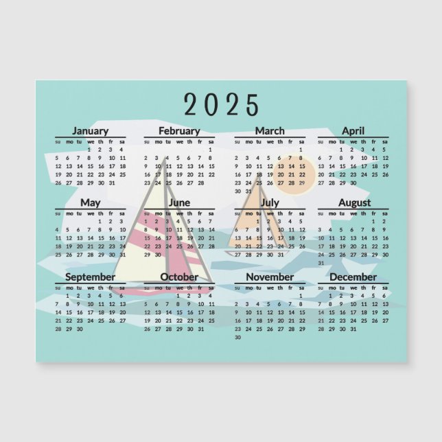 Tarjeta magnética del calendario de veleros 2025 (Anverso)
