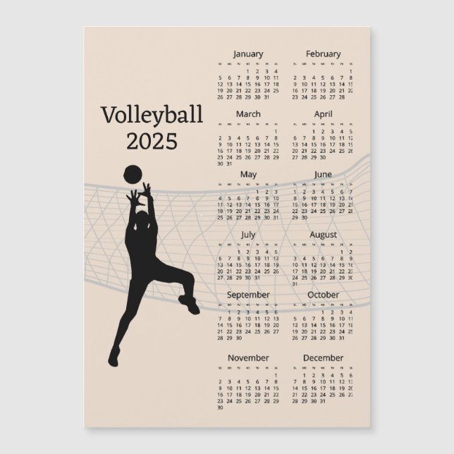 Tarjeta magnética del calendario de voleibol 2025 (Anverso)