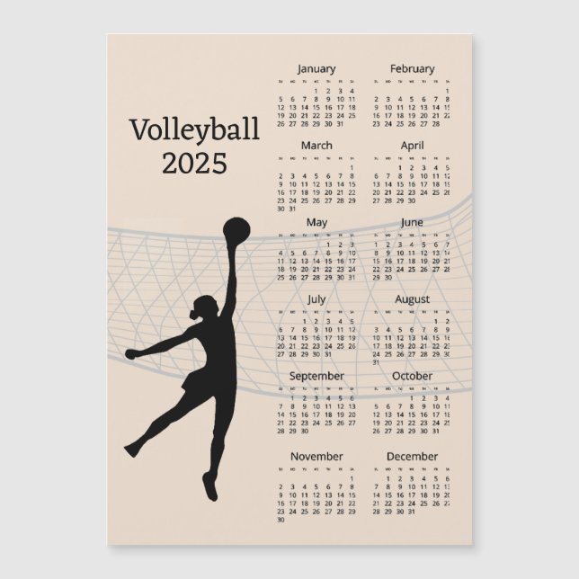 Tarjeta magnética del calendario de voleibol 2025 (Anverso)
