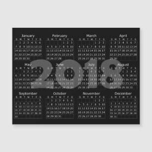 Tarjeta magnética del calendario del negro 2018