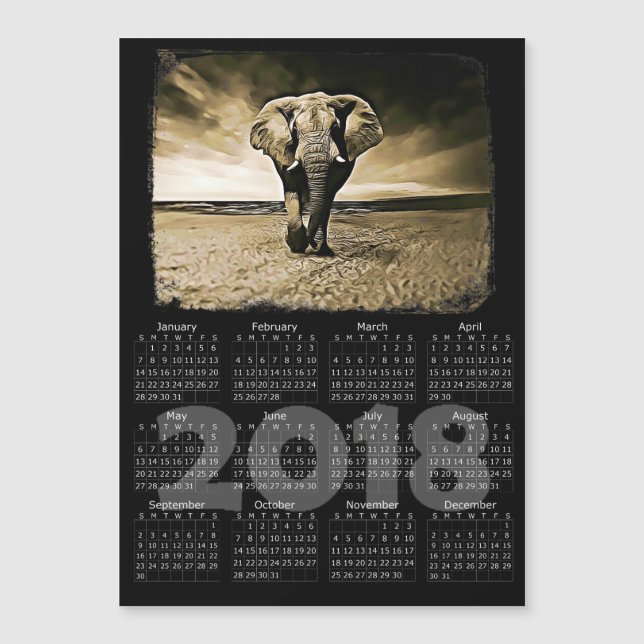 Tarjeta magnética del calendario Elephant Photo 20 (Anverso)