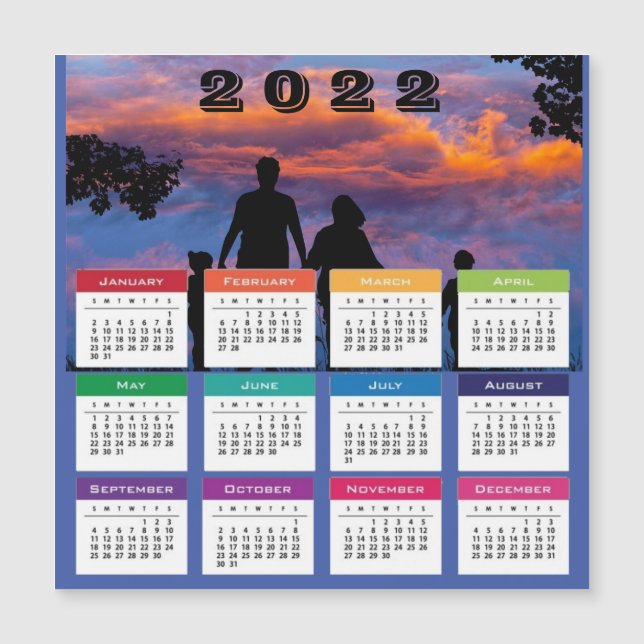 Tarjeta magnética del calendario familiar 2022 (Anverso)