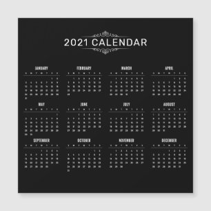 Tarjeta magnética del calendario negro 2021 simple