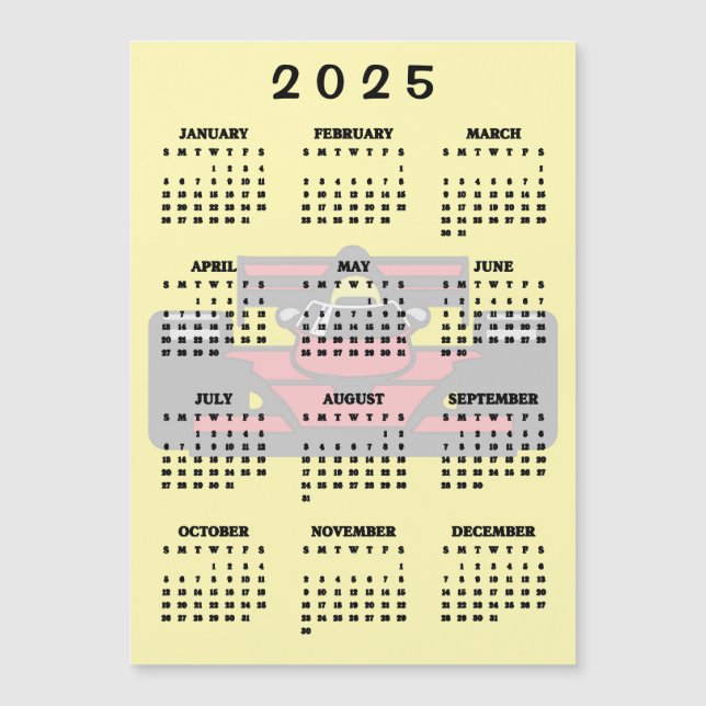 Tarjeta magnética del calendario Race Car Design 2 (Anverso)