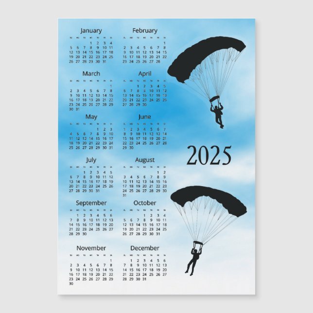 Tarjeta magnética del calendario Skydiving Design  (Anverso)