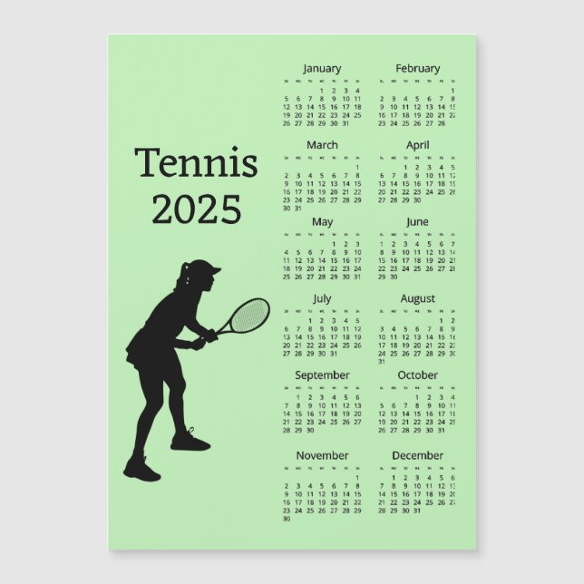 Tarjeta magnética del calendario Tennis 2025 (Anverso)