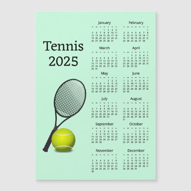 Tarjeta magnética del calendario Tennis 2025 (Anverso)