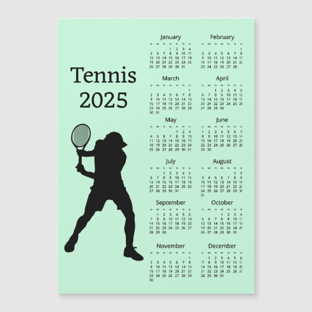 Tarjeta magnética del calendario Tennis 2025 (Anverso)