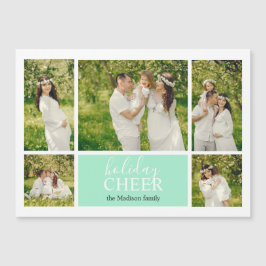 Tarjeta magnética del Collage de fotos verde de va