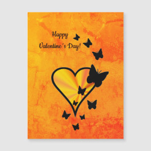Tarjeta magnética del corazón arcoiris y mariposa